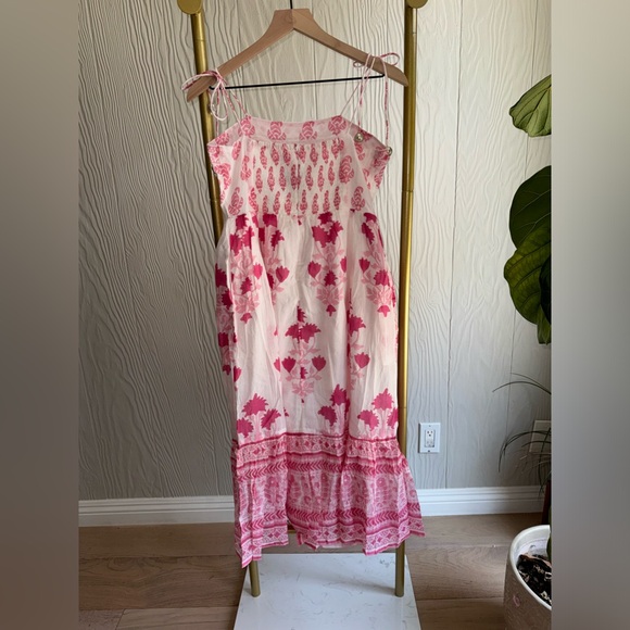 New Oliphant Tie Strap Midi Pink Jaipur dress Tuckernuck - Picture 6 of 8